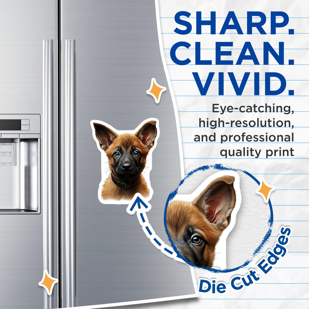 (2 Pack) German Shepherd Puppy Magnets - Dog Lover Kitchen Decor - Pet Parent Refrigerator Accessory - 5 Inches On Longest Side - Thick Durable Magnet - Made in USA - MAG26609