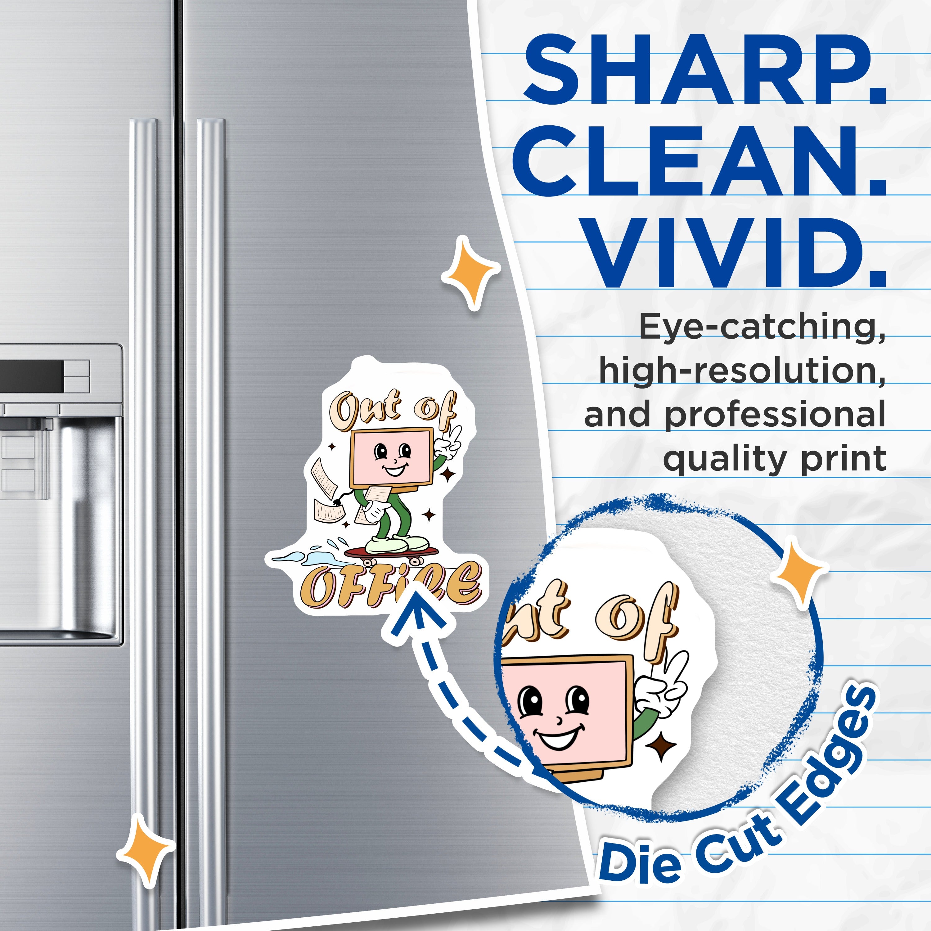 (2 Pack) Out of Office Magnets - Retro Computer Decor - Funny Work Humor - Coworker Desk Accessory - 5 Inches On Longest Side - Thick Durable Magnet - Made in USA - MAG38196