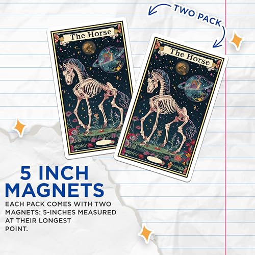 (2 Pack) The Horse Magnets - Skeleton Horse Design - Celestial Art - 5" On Longest Side - for Cars, Fridges, Toolboxes - Made in USA - MAG3711