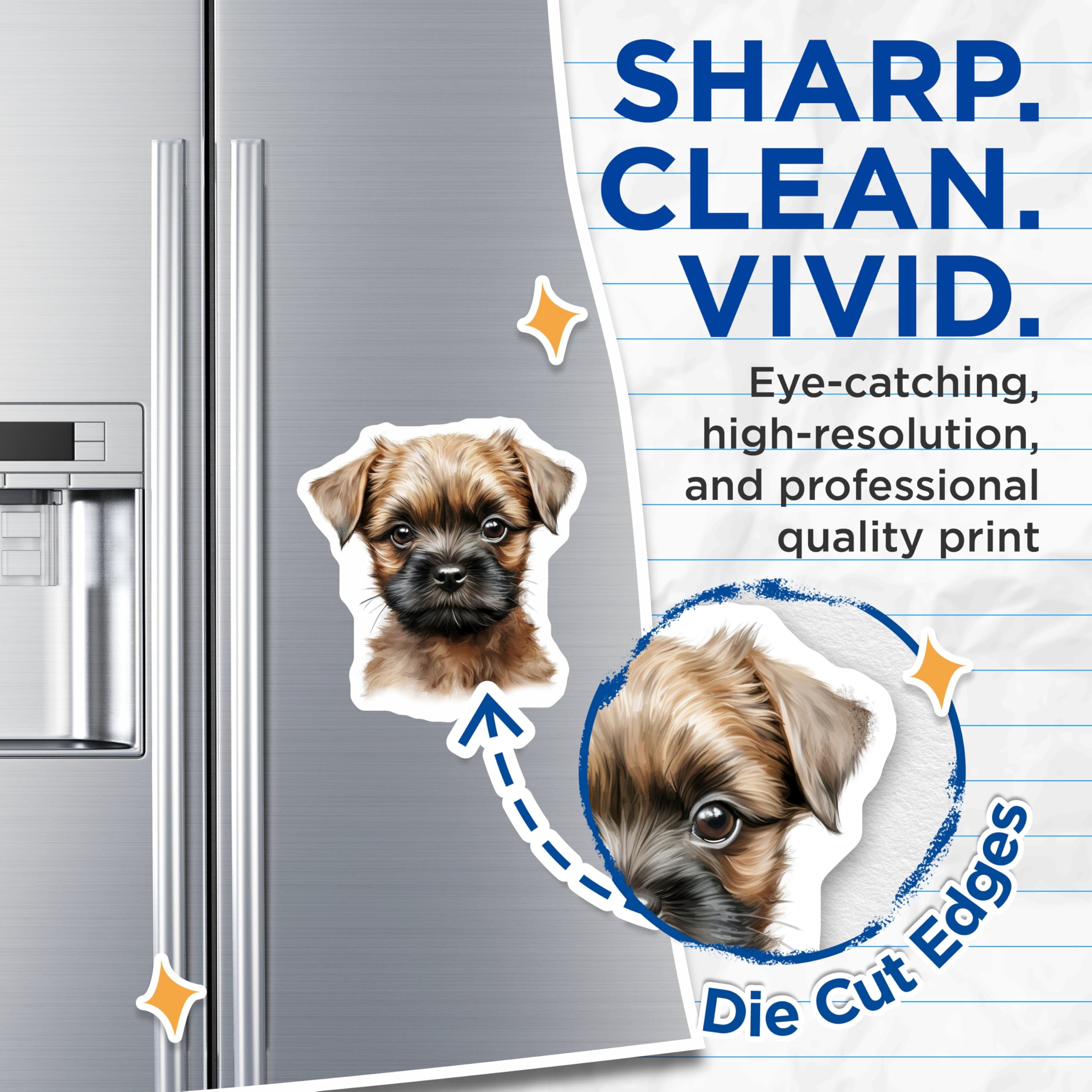 (2 Pack) Cute Puppy Magnets - Adorable Dog Lover Art - Refrigerator Kitchen Decor - 5 Inches On Longest Side - Thick Durable Magnet - Made in USA - MAG27907