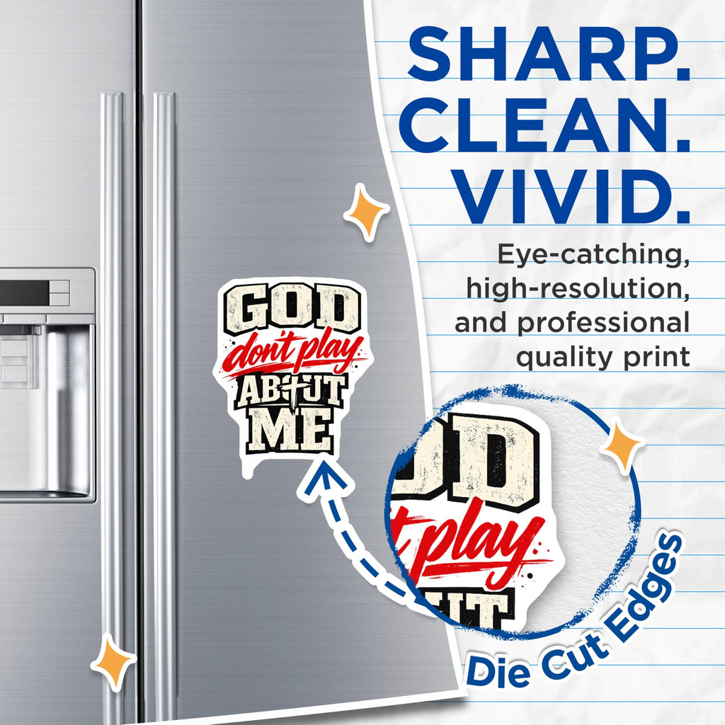 (2 Pack) God Dont Play About Me Magnets - Christian Faith Quote - Religious Affirmation Decor - 5 Inches On Longest Side - Thick Durable Magnet - Made in USA - MAG20234
