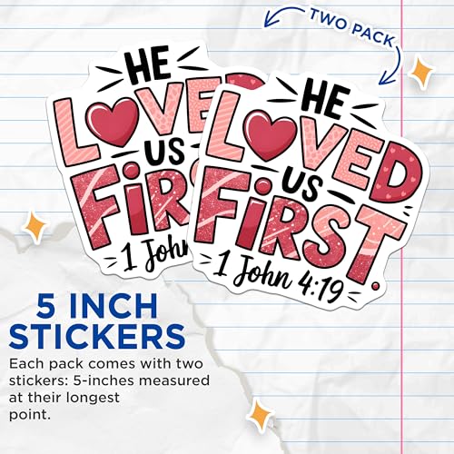 (2 Pack) Christian Quote Stickers - Bible Verse Stickers - Faith-Based Inspirational Stickers - 5" On Longest Side - Sticks to Smooth Flat Surfaces - Made in USA - BMCS3922