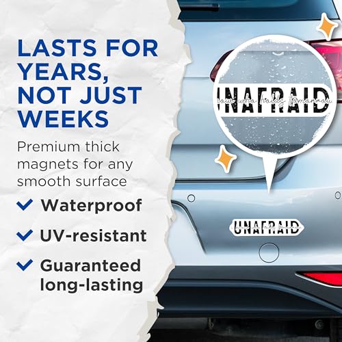 (2 Pack) Unafraid Magnets - Inspirational Quote - Uplifting Message - Office Decor - Motivational Art - 5" On Longest Side - for Cars, Fridges, Toolboxes - Made in USA - MAG7043