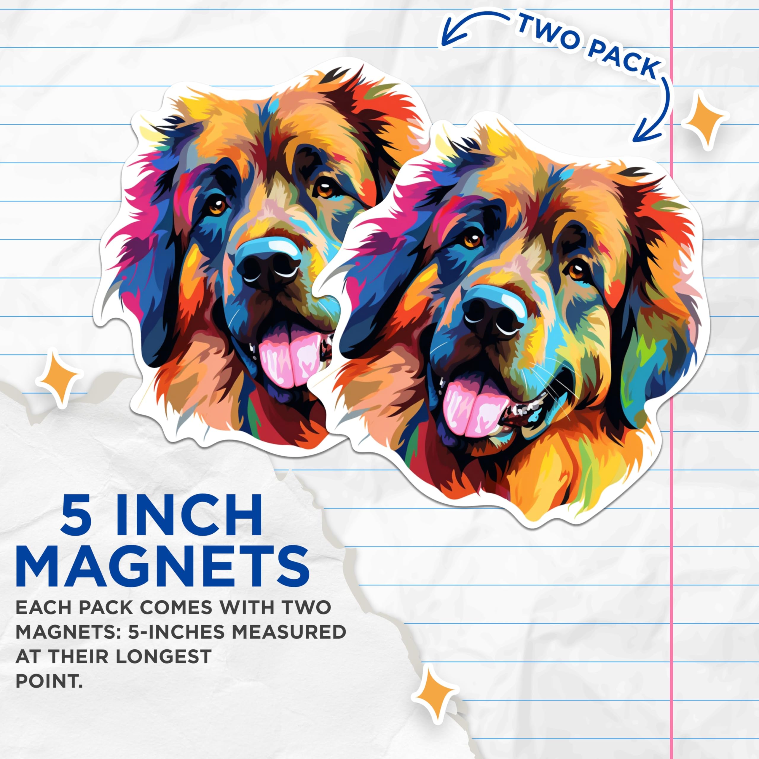 (2 Pack) Leonberger Dog Breed Magnets - 5 Inches On Longest Side - Choose from Over 100 Dog Breeds - for Cars, Refrigerators, Toolboxes - Made in USA - MAG1893