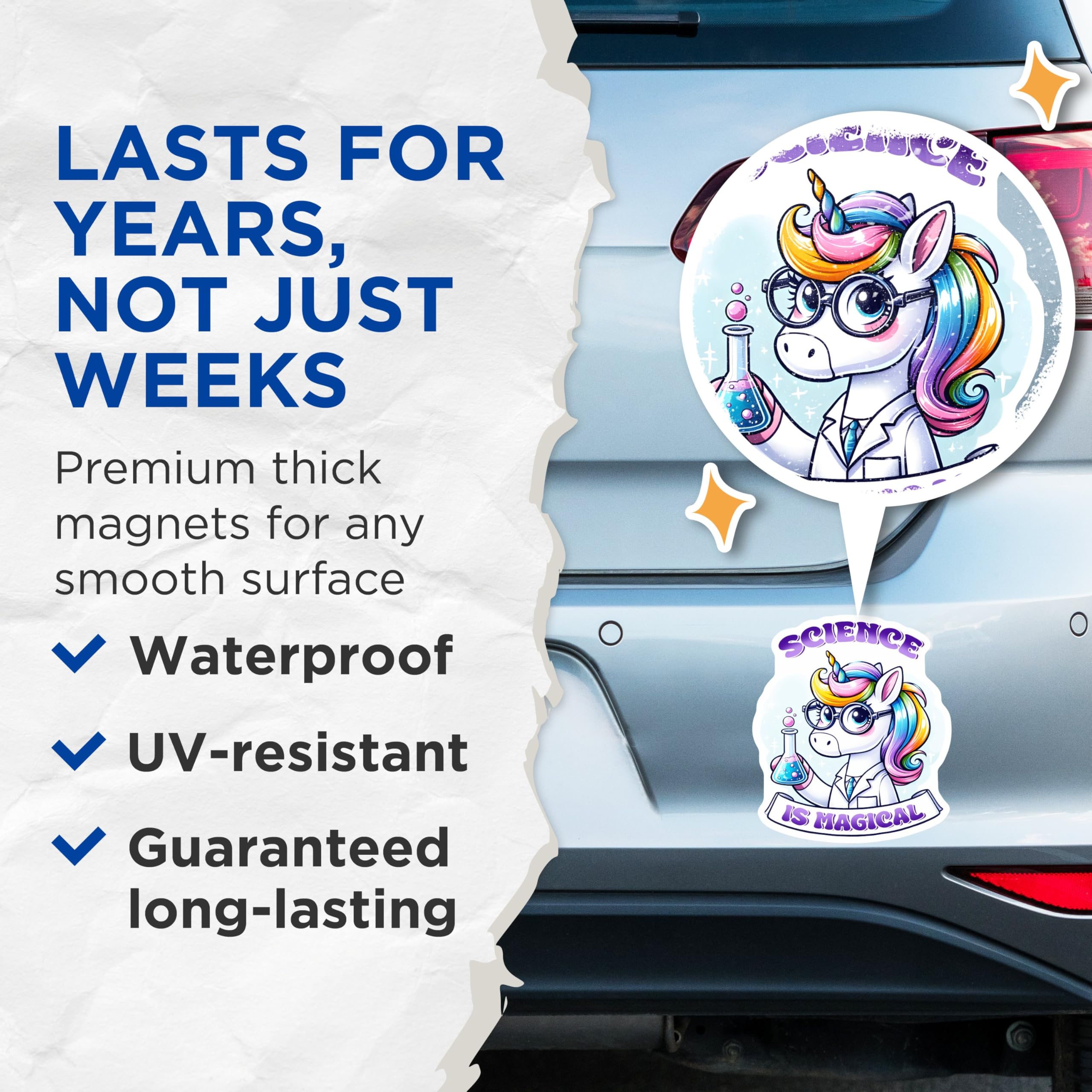(2 Pack) Science is Magical Magnets - 5" On Longest Side - for Cars, Fridges, Toolboxes - Made in USA - MAG8065