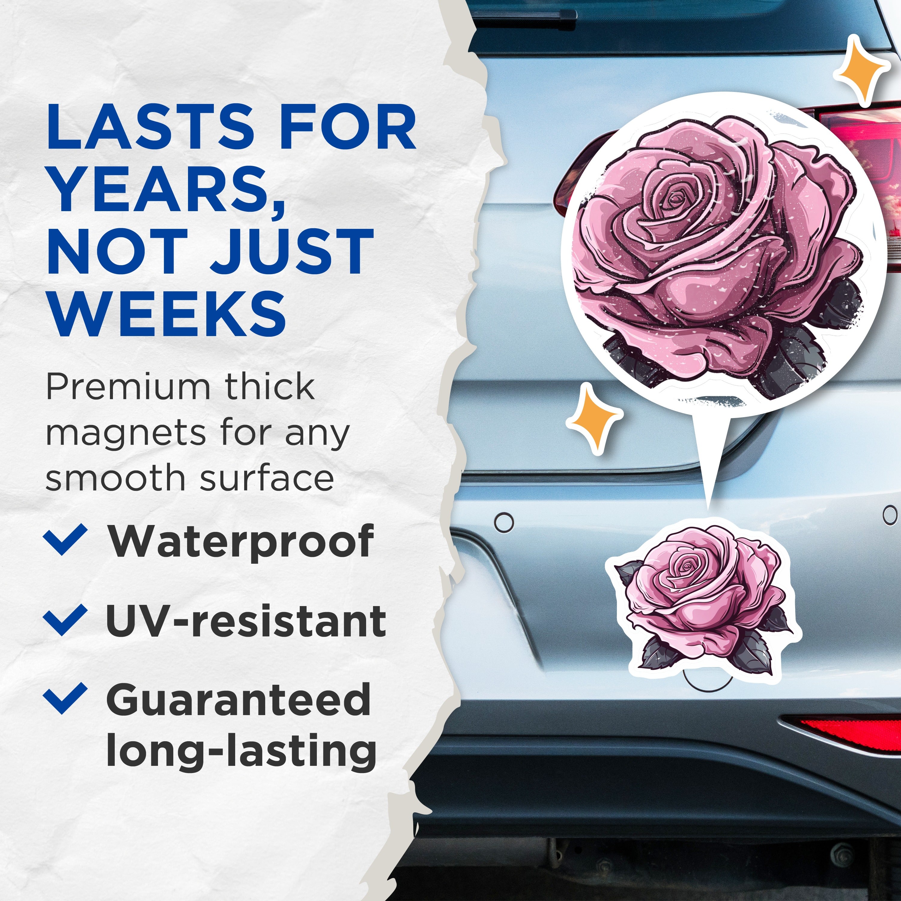 (2 Pack) Pink Rose Magnets - Dark Floral Decor - Gothic Flower Art - Edgy Aesthetic Fridge Magnets - 5 Inches On Longest Side - Thick Durable Magnet - Made in USA - MAG39118