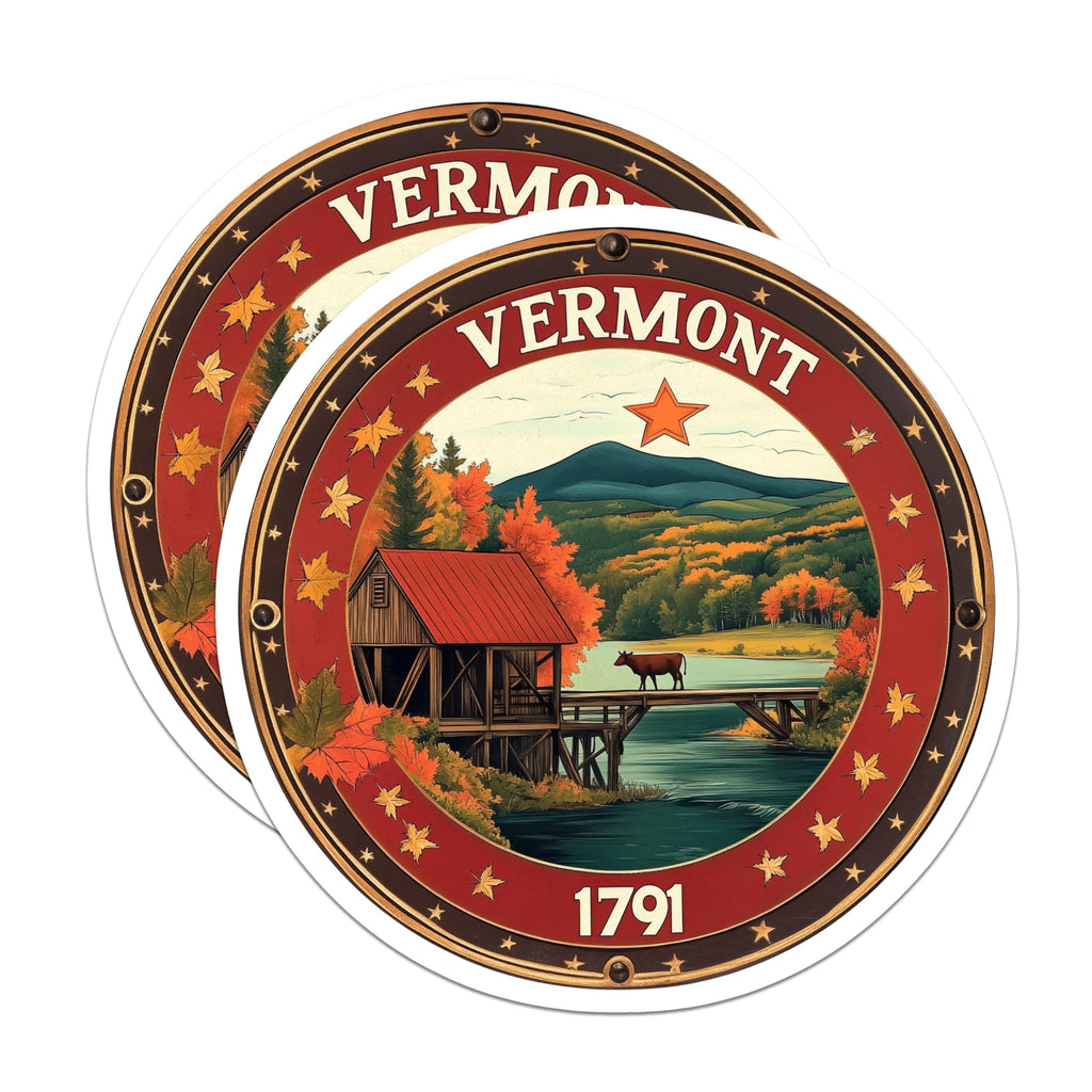 (2 Pack) Vermont State Seal Magnets - Travel Souvenir - New England Fridge Decor - 5" On Longest Side - Premium Magnet - for Cars, Refrigerators, Toolboxes, Lockers - Made in USA - MAG15116