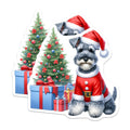 (2 Pack) Christmas Schnauzer Dog Magnets - Santa Claus Puppy - Holiday Pet Decoration - 5 Inches On Longest Side - Thick Durable Magnet - Made in USA - MAG29329