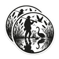 (2 Pack) Hunting Scene Magnets - Waterfowl Swans Cattails - Outdoorsman Lodge Refrigerator Decal - 5 Inches On Longest Side - Thick Durable Magnet - Made in USA - MAG21288
