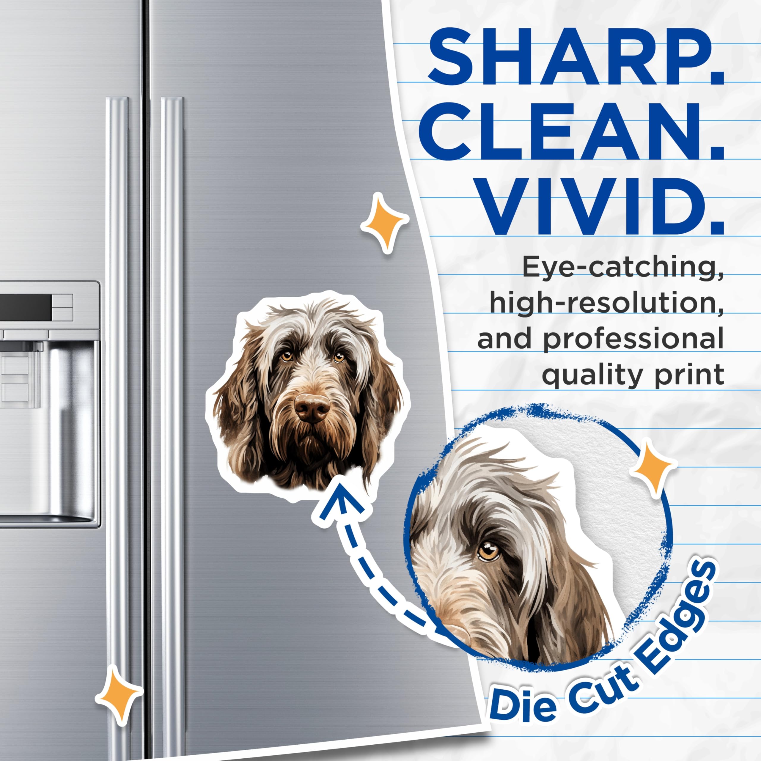 (2 Pack) Wirehaired Griffon Dog Magnets - Pet Portrait Art - Canine Lover Decor - Fridge Locker Display - 5 Inches On Longest Side - Thick Durable Magnet - Made in USA - MAG24515