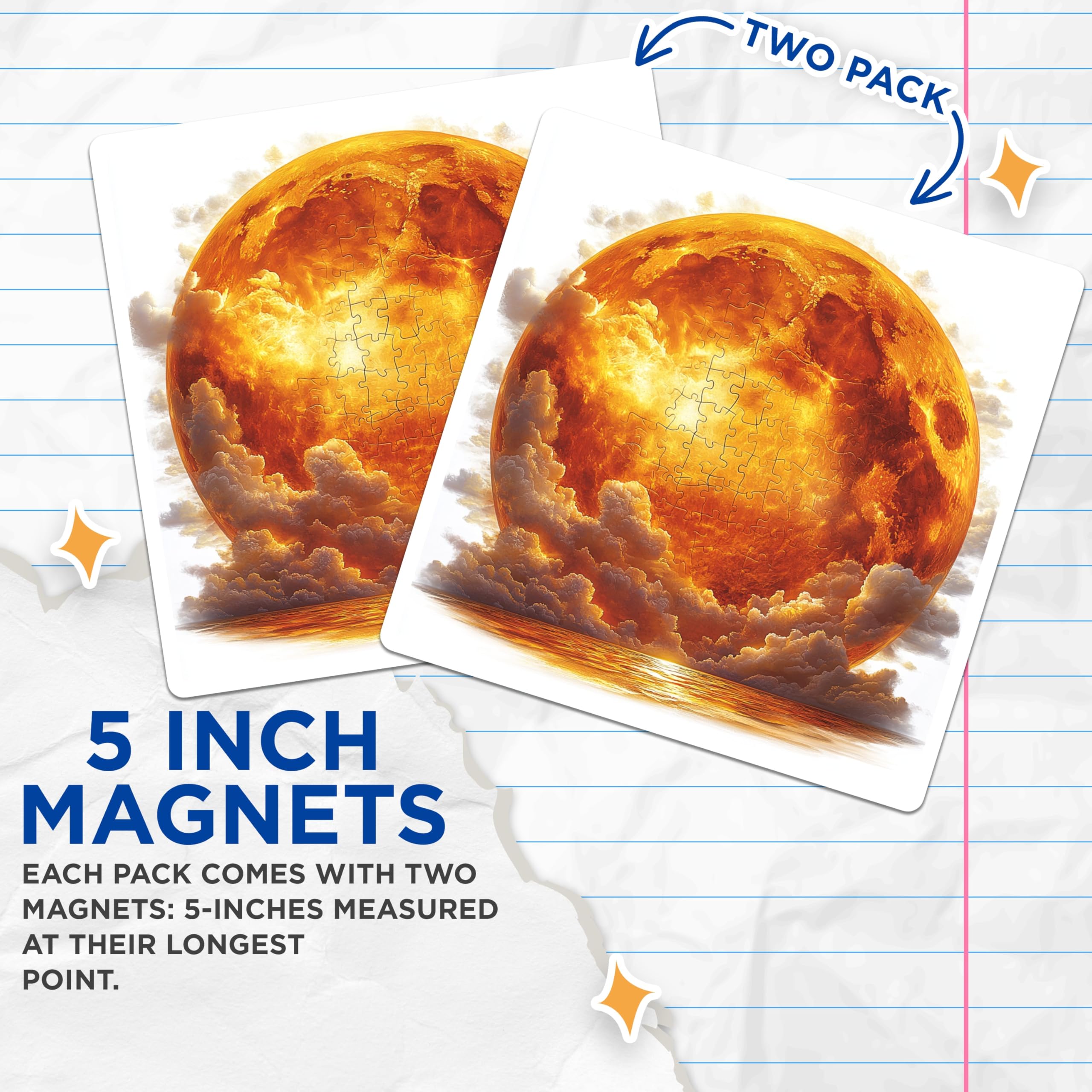 (2 Pack) Blood Moon Magnets - Cosmic Lunar Eclipse - Dark Fantasy Puzzle Art - 5 Inches On Longest Side - Thick Durable Magnet - Made in USA - MAG25774