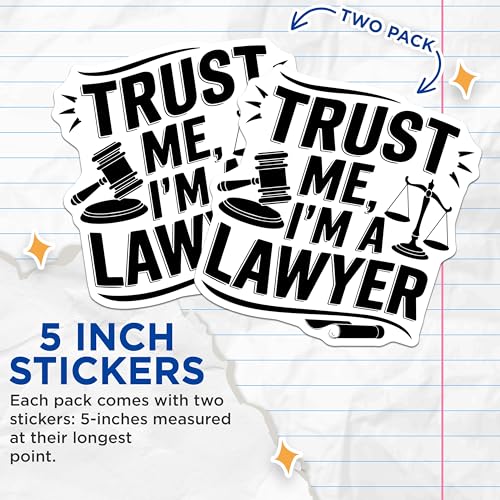 (2 Pack) Trust Me I'm A Lawyer Sticker - Legal Profession Decal - Law School Graduate Sticker - 5" On Longest Side - Sticks to Smooth Flat Surfaces - Made in USA - BMCS5795