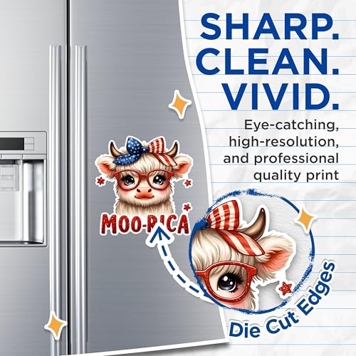 (2 Pack) Moo-Rica Magnets - Cute Animal Magnets - Patriotic Cow Magnets- 5" On Longest Side - for Fridges, Toolboxes, Cars - Made in USA - MAG2716