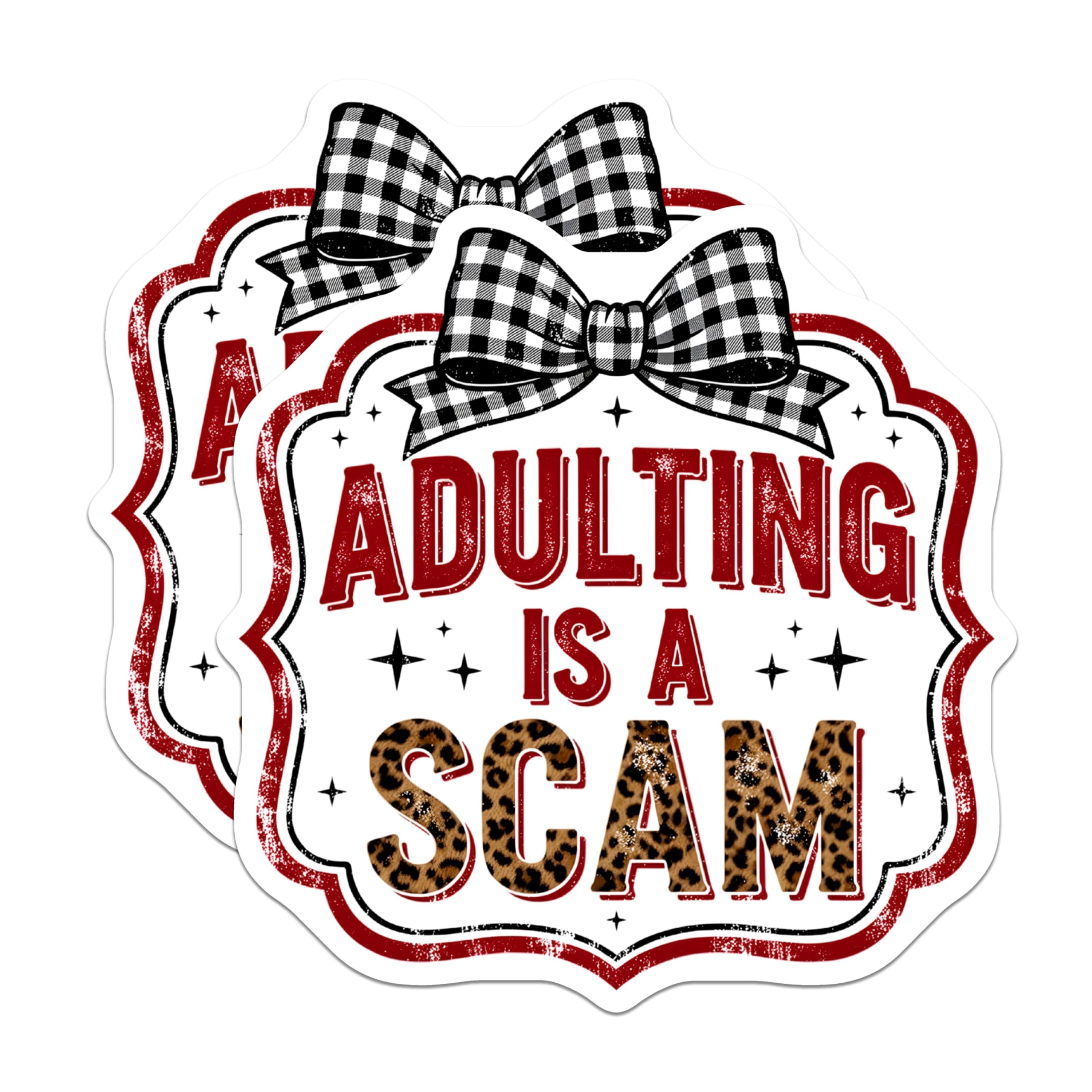 (2 Pack) Adulting is A Scam Magnets - Funny Adulting Humor - Sarcastic Life Quote Decor - 5 Inches On Longest Side - Thick Durable Magnet - Made in USA - MAG19060