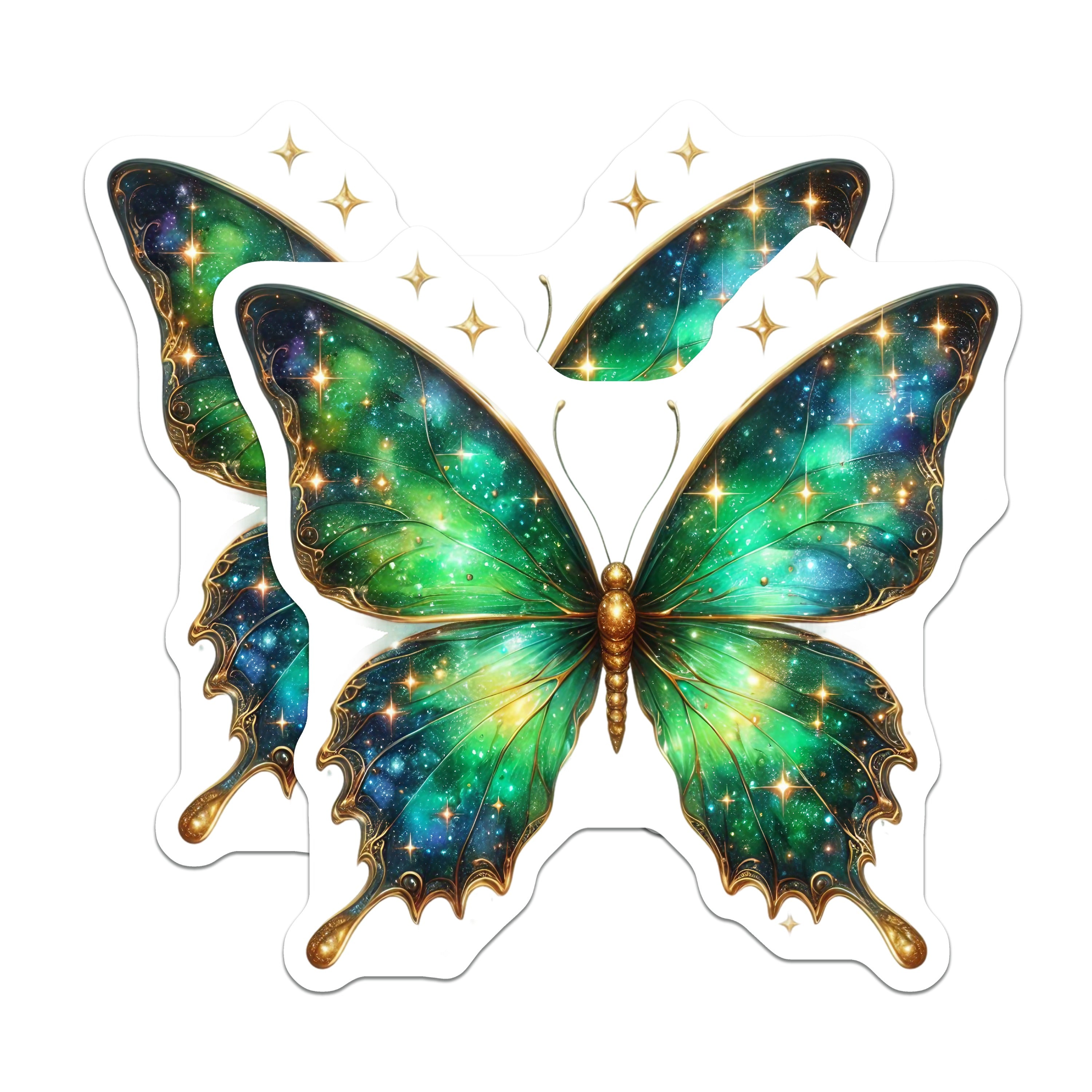 (2 Pack) Galaxy Butterfly Magnets - Celestial Fridge Decor - Whimsical Magical Nature Art - 5 Inches On Longest Side - Thick Durable Magnet - Made in USA - MAG38714