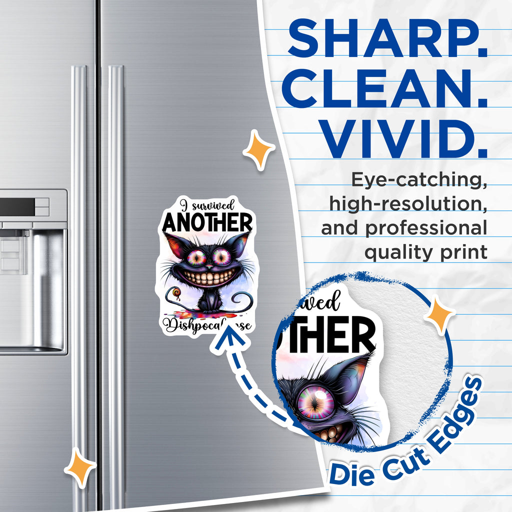 (2 Pack) Dishpocalypse Cat Magnets - Funny Kitchen Decor - Sarcastic Pet Lover Art - Quirky Refrigerator Accent - 5 Inches On Longest Side - Thick Durable Magnet - Made in USA - MAG39202