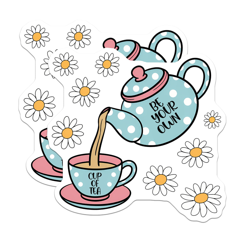 (2 Pack) Tea Pot Magnets - Daisy Flower Magnet - Quirky Fridge Decor - 5" On Longest Side - Premium Magnet - for Cars, Refrigerators, Toolboxes, Lockers - Made in USA - MAG15409