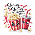 (2 Pack) Favorite Snack Magnets - Cute Food Couple Magnet - Popcorn Soda Fridge Magnet - Love Quote Valentine Decal - Kawaii Sweet - 5" - Durable Magnet - Made in USA - MAG38870