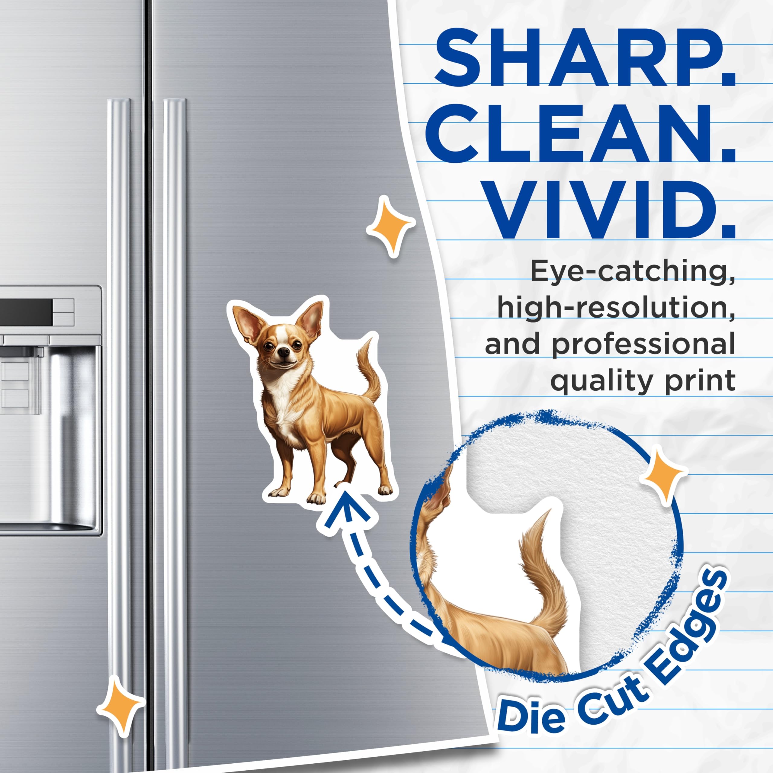(2 Pack) Chihuahua Dog Magnets - Adorable Pet Lover Fridge Decor - Small Dog Breed Mom Dad Accessory - 5 Inches On Longest Side - Thick Durable Magnet - Made in USA - MAG26781