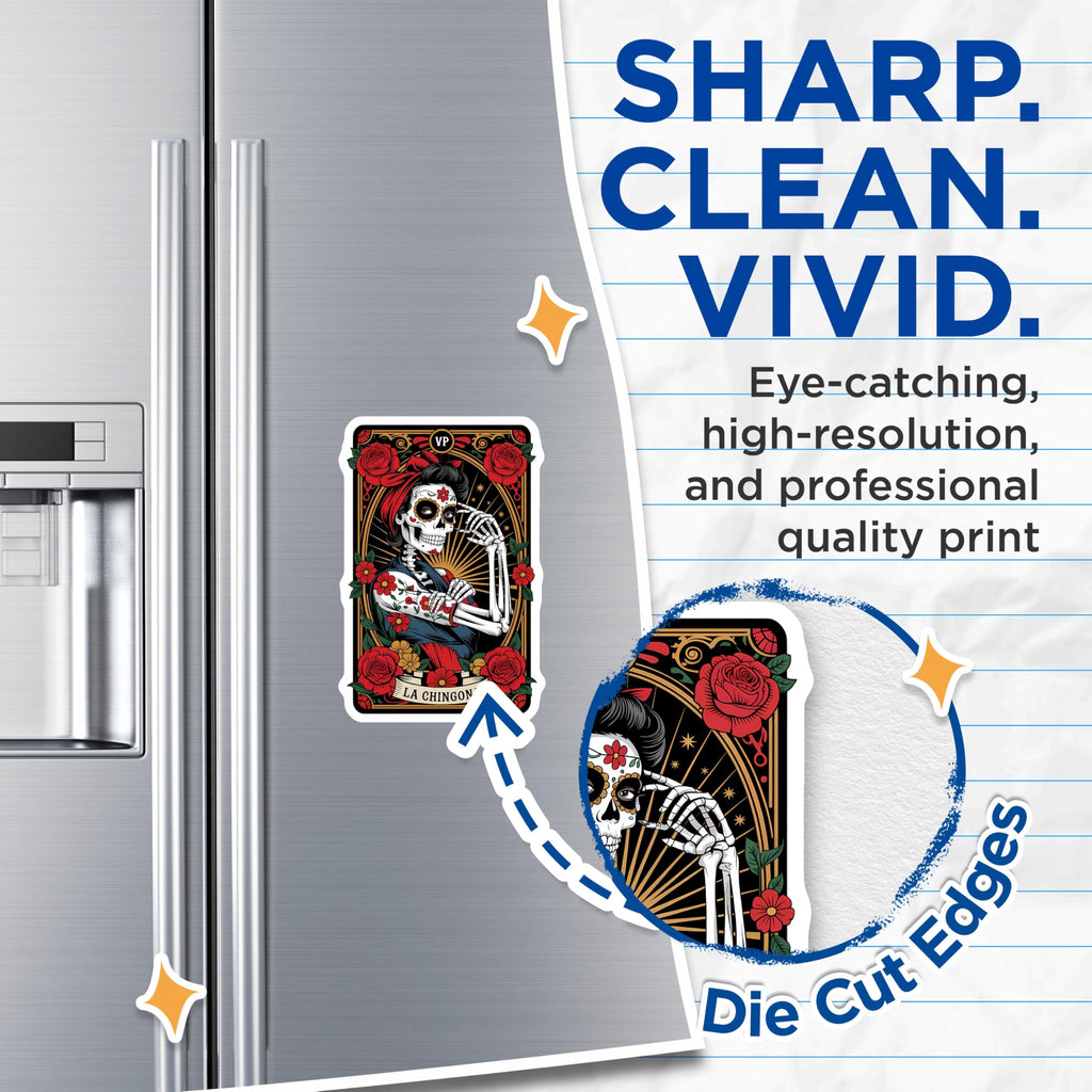 (2 Pack) La Chingona Magnets - Strong Woman Sugar Skull Catrina Art - Day of the Dead Folk Decor - Mexican Culture Kitchen - 5 Inches On Longest Side - Thick Durable Magnet - Made in USA - MAG20847