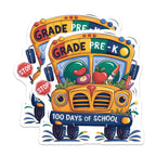 (2 Pack) 100 Days of School Magnets - Pre-K Grad Magnets - School Bus Magnets with Stop Sign Design - 5" On Longest Side - for Cars, Refrigerators, Toolboxes, Lockers - Made in USA BMCS3400