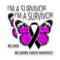 (2 Pack) Melanoma Cancer Awareness Stickers - Survivor Butterfly Stickers - Removable Vinyl Decals - 5" On Longest Side - Sticks to Smooth Flat Surfaces - Made in USA - BMCS5311