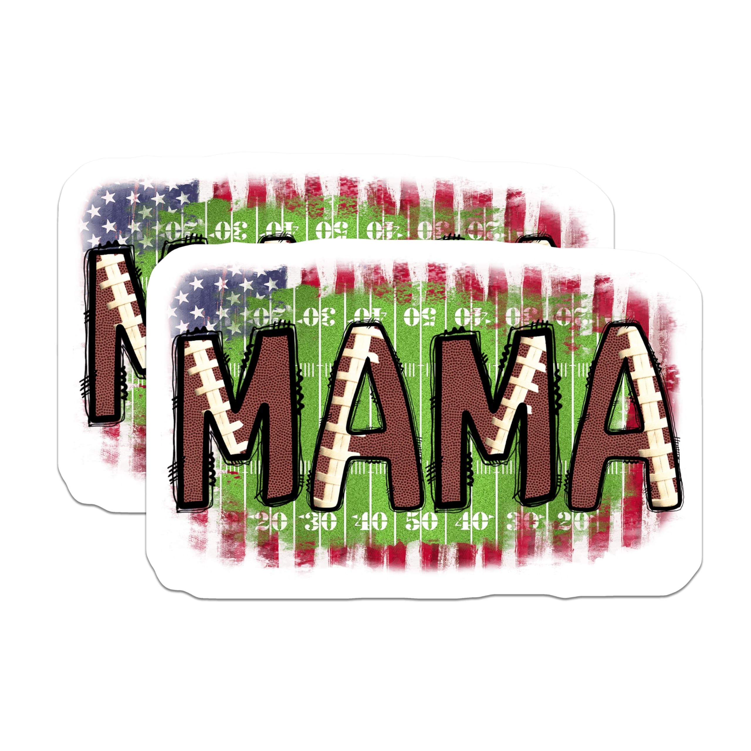 (2 Pack) Football Mama Magnets - Game Day Mom - Patriotic Sports Fan - 5 Inches On Longest Side - Thick Durable Magnet - Made in USA - MAG29664