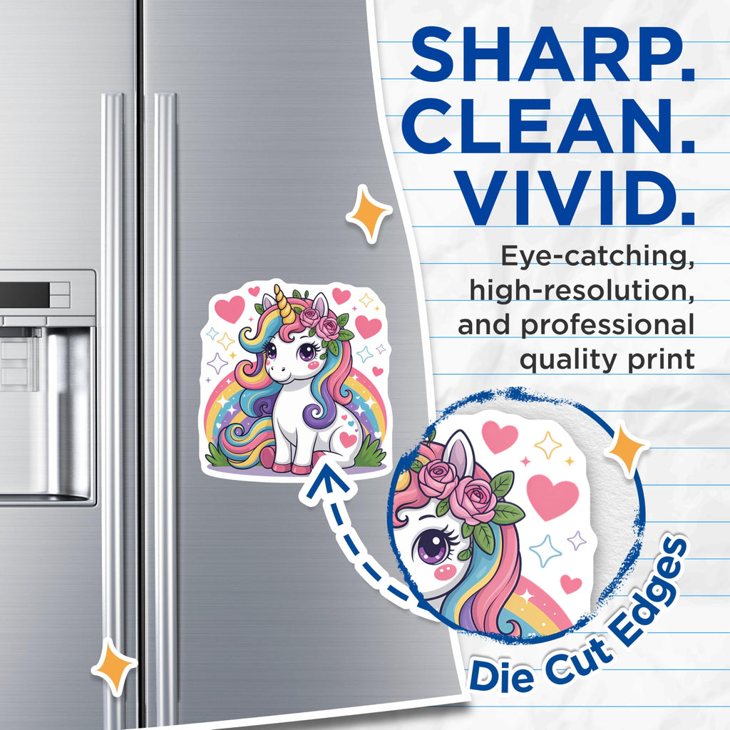 (2 Pack) Cute Unicorn Magnets - Rainbow Unicorn Decor - Fantasy Animal Refrigerator Magnets - 5 Inches On Longest Side - Thick Durable Magnet - Made in USA - MAG20774