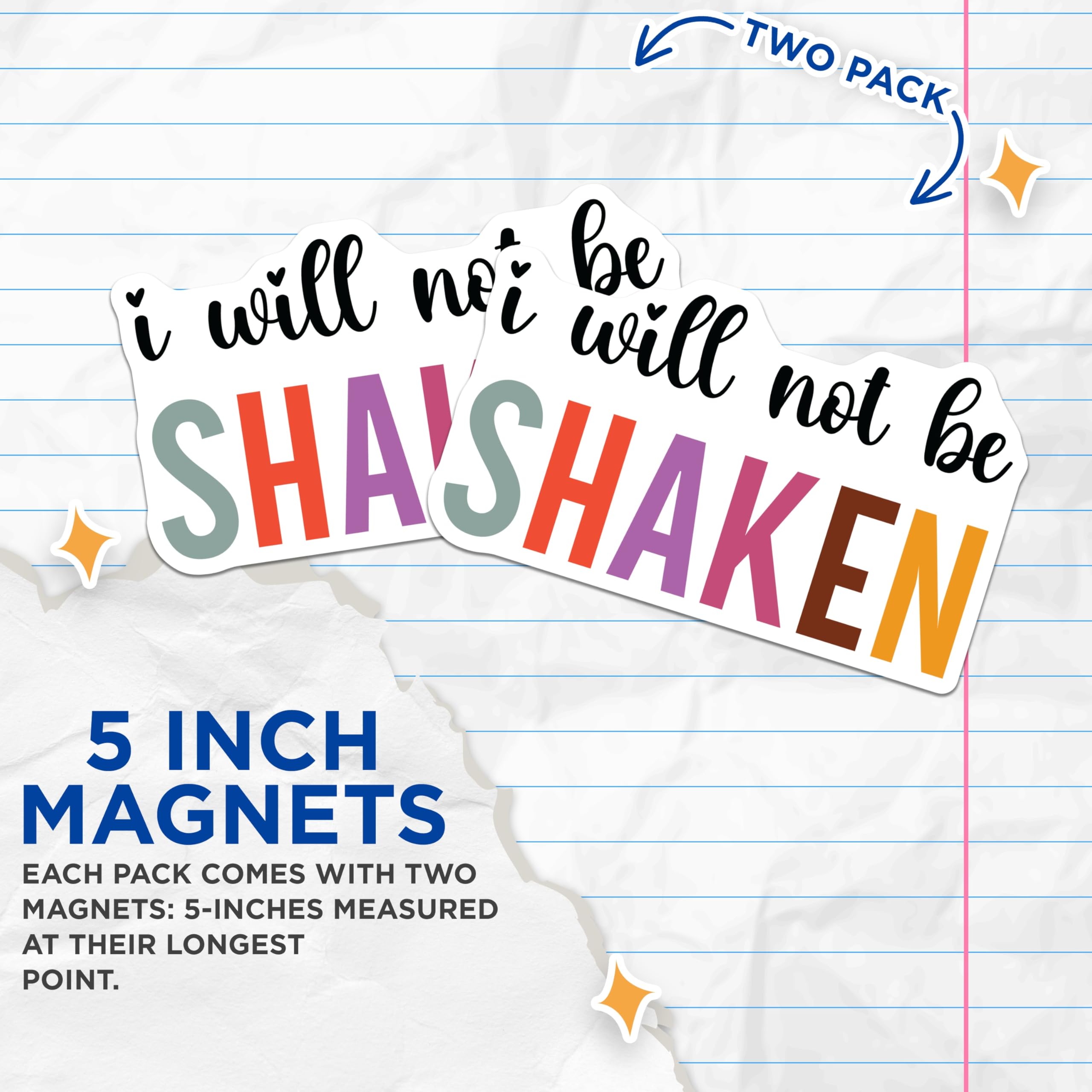 (2 Pack) Shaken Quote Magnets - Inspirational Message - Faith Affirmation Decor - 5 Inches On Longest Side - Thick Durable Magnet - Made in USA - MAG27745