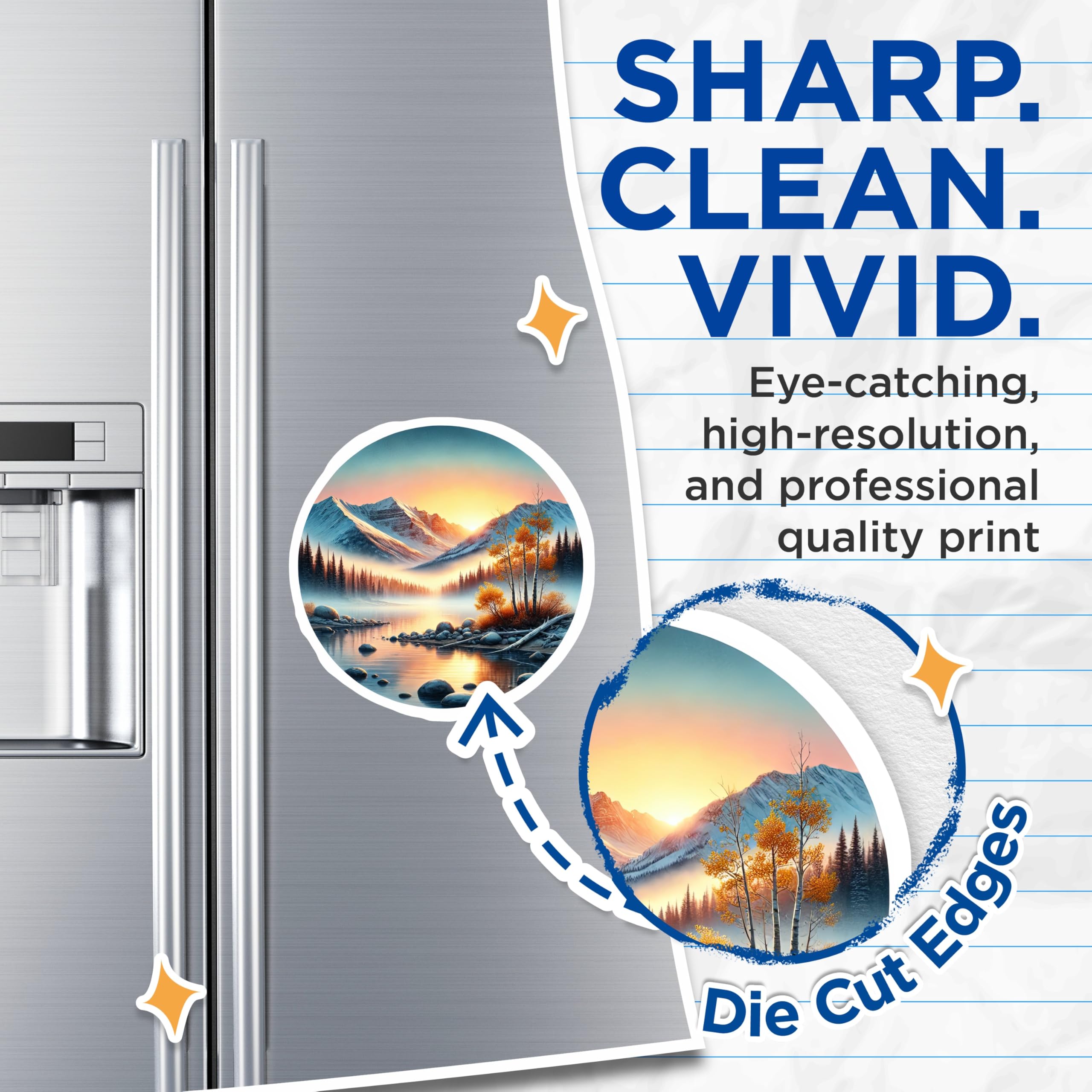 (2 Pack) Mountain Lake Magnets - Snowy Peaks Art - Scenic Landscape Decor - 5" On Longest Side - Premium Magnet - for Cars, Refrigerators, Toolboxes, Lockers - Made in USA - MAG18020