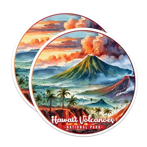 (2 Pack) Hawaii Volcanoes National Park Bumper Magnet - US National Park - Choose from 63 Parks - 5" On Longest Side - Decal for Car Bumper, Laptop, Water Bottle, Wall, and Window - MAG1586