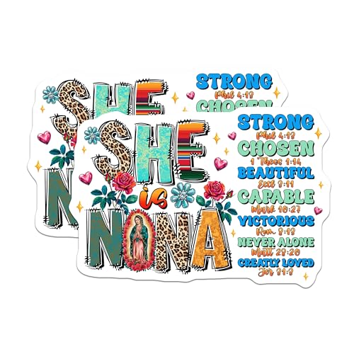 (2 Pack) She is Nona Magnets Magnets - 5" On Longest Side - Made in USA - Sticks to Refrigerators & Metal Surfaces - MAG8467