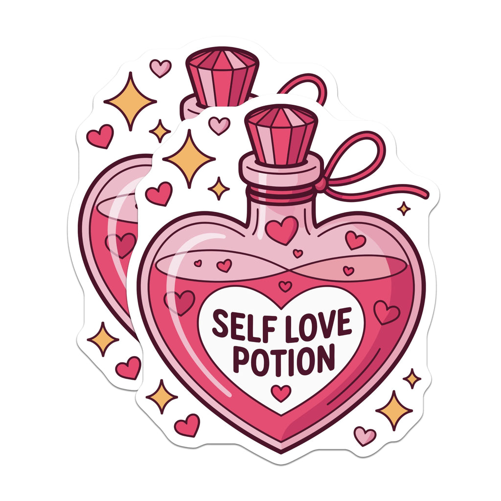 (2 Pack) Self Love Potion Magnets - Heart Spell Bottle - Valentine's Day Decor - 5 Inches On Longest Side - Thick Durable Magnet - Made in USA - MAG23030