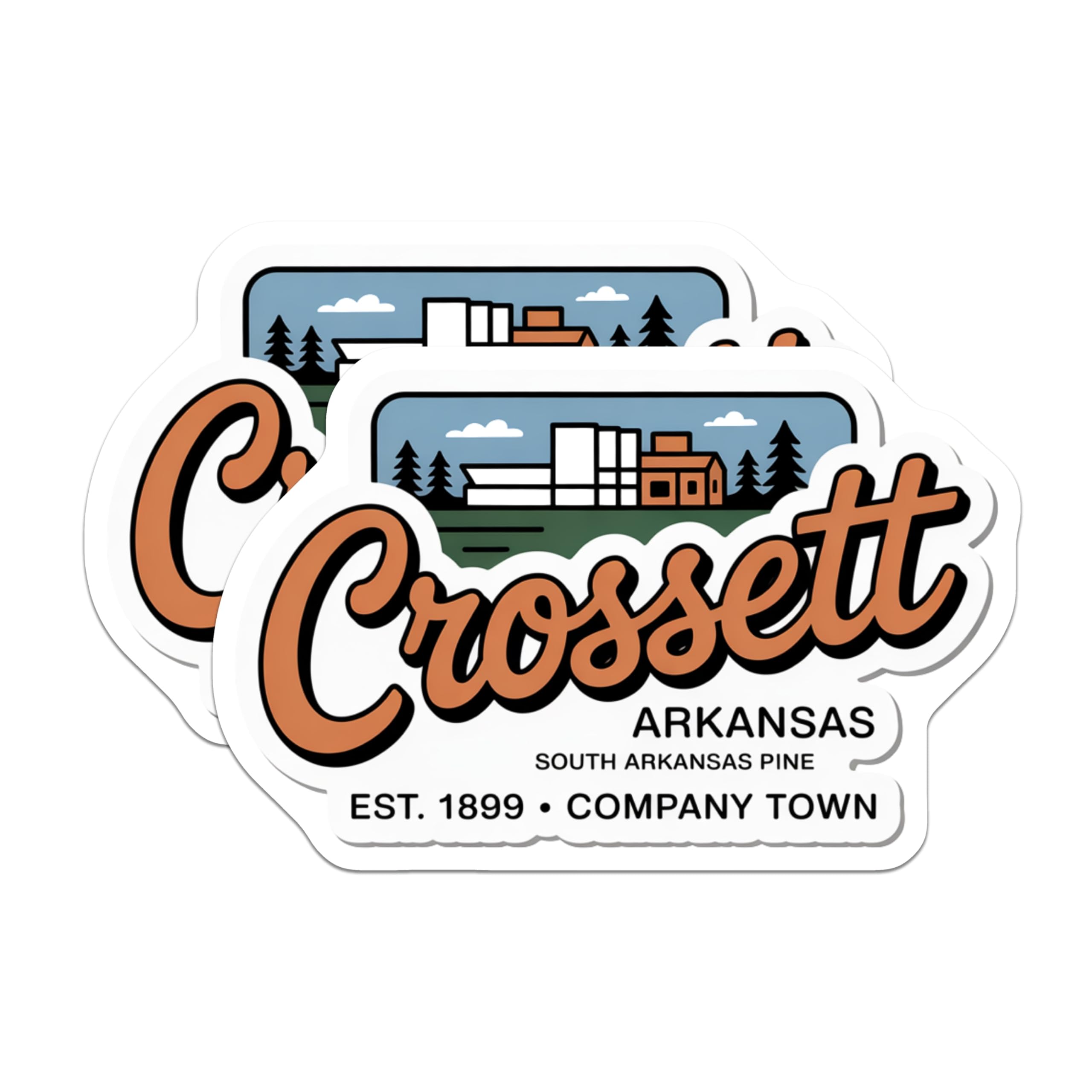 (2 Pack) Crossett Arkansas Stickers - Hometown Pride - Arkansas Souvenir - 5" On Longest Side - Sticks to Smooth Flat Surfaces - Made in USA - BMCS17832
