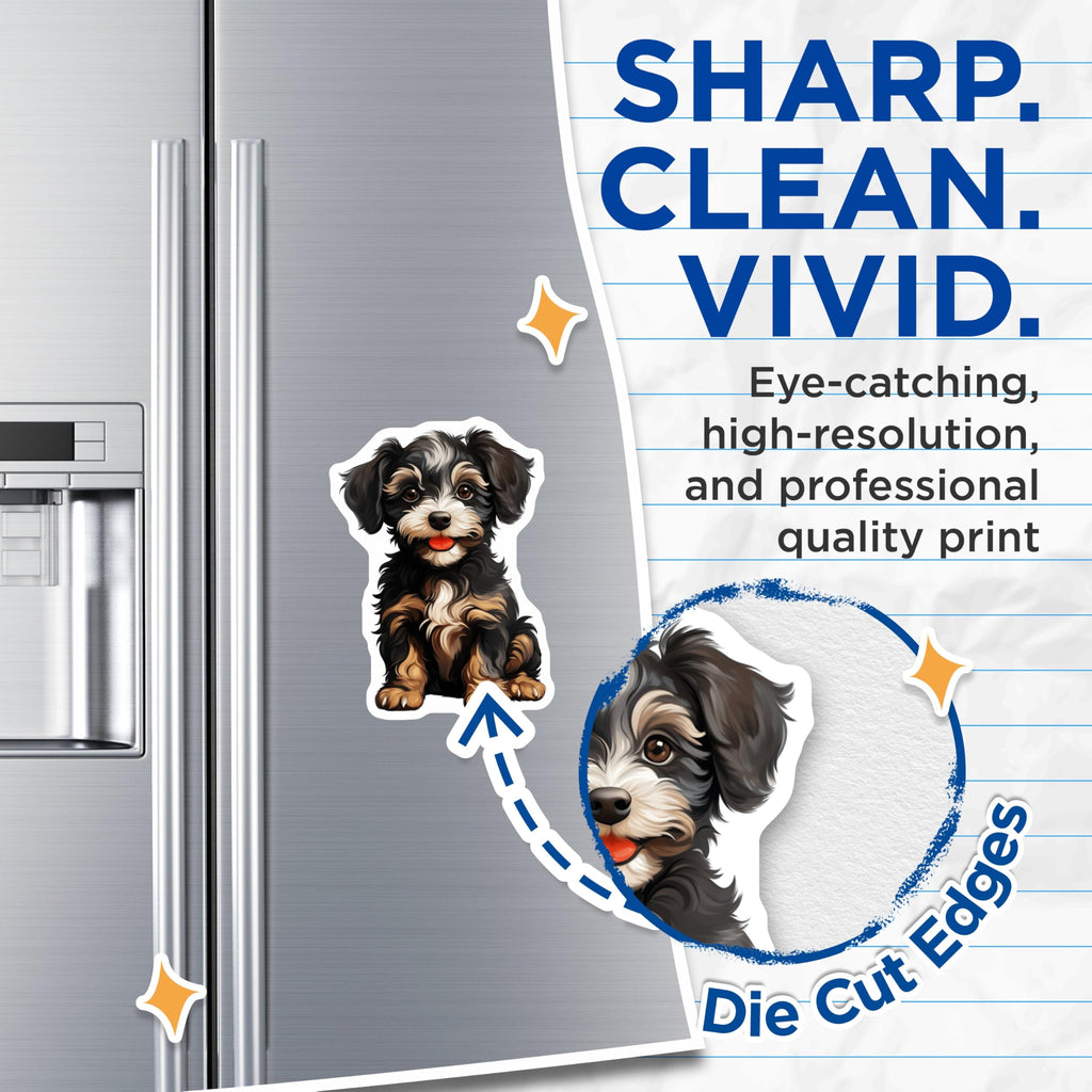 (2 Pack) Fluffy Puppy Magnets - Adorable Dog Decor - Pet Owner Kitchen - 5 Inches On Longest Side - Thick Durable Magnet - Made in USA - MAG25576