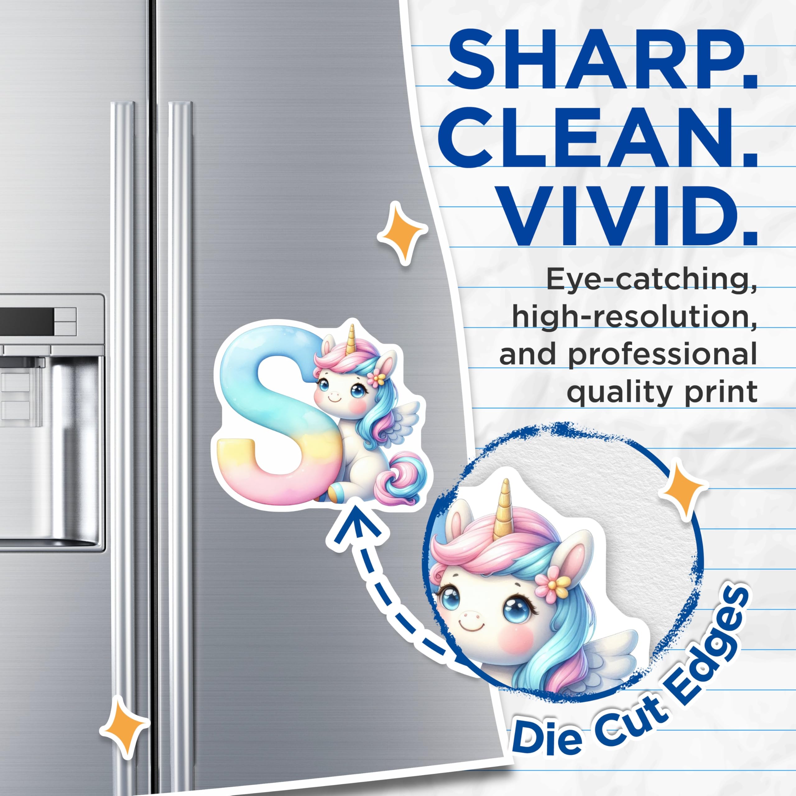 (2 Pack) Unicorn Initial S Magnets - Cute Letter S - Alphabet Refrigerator Decoration - 5" On Longest Side - Premium Magnet - for Cars, Refrigerators, Toolboxes, Lockers - Made in USA - MAG16214