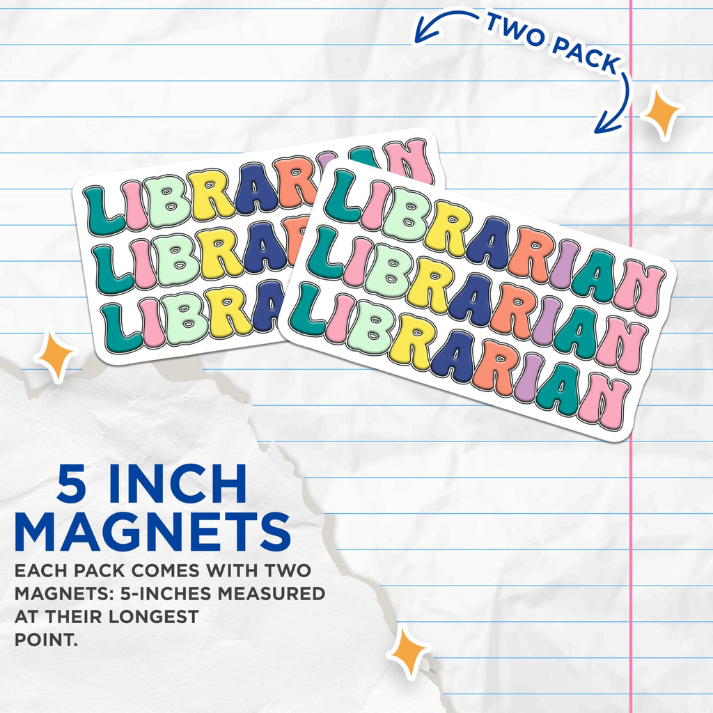 (2 Pack) Librarian Magnets - Librarian Appreciation - Library Decor Magnet Set - 5" On Longest Side - Premium Magnet - for Cars, Refrigerators, Toolboxes, Lockers - Made in USA - MAG16353