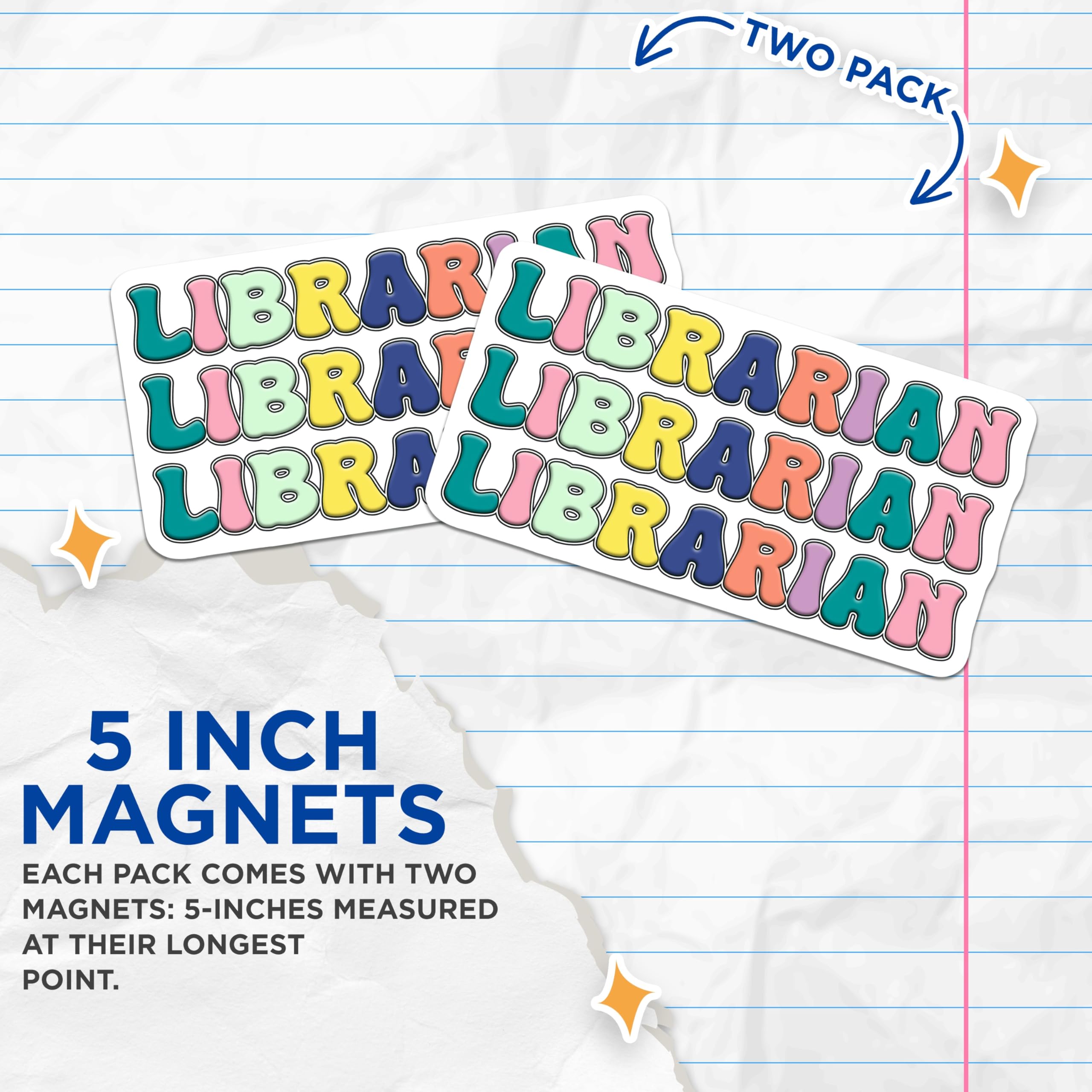 (2 Pack) Librarian Magnets - Librarian Appreciation - Library Decor Magnet Set - 5" On Longest Side - Premium Magnet - for Cars, Refrigerators, Toolboxes, Lockers - Made in USA - MAG16353