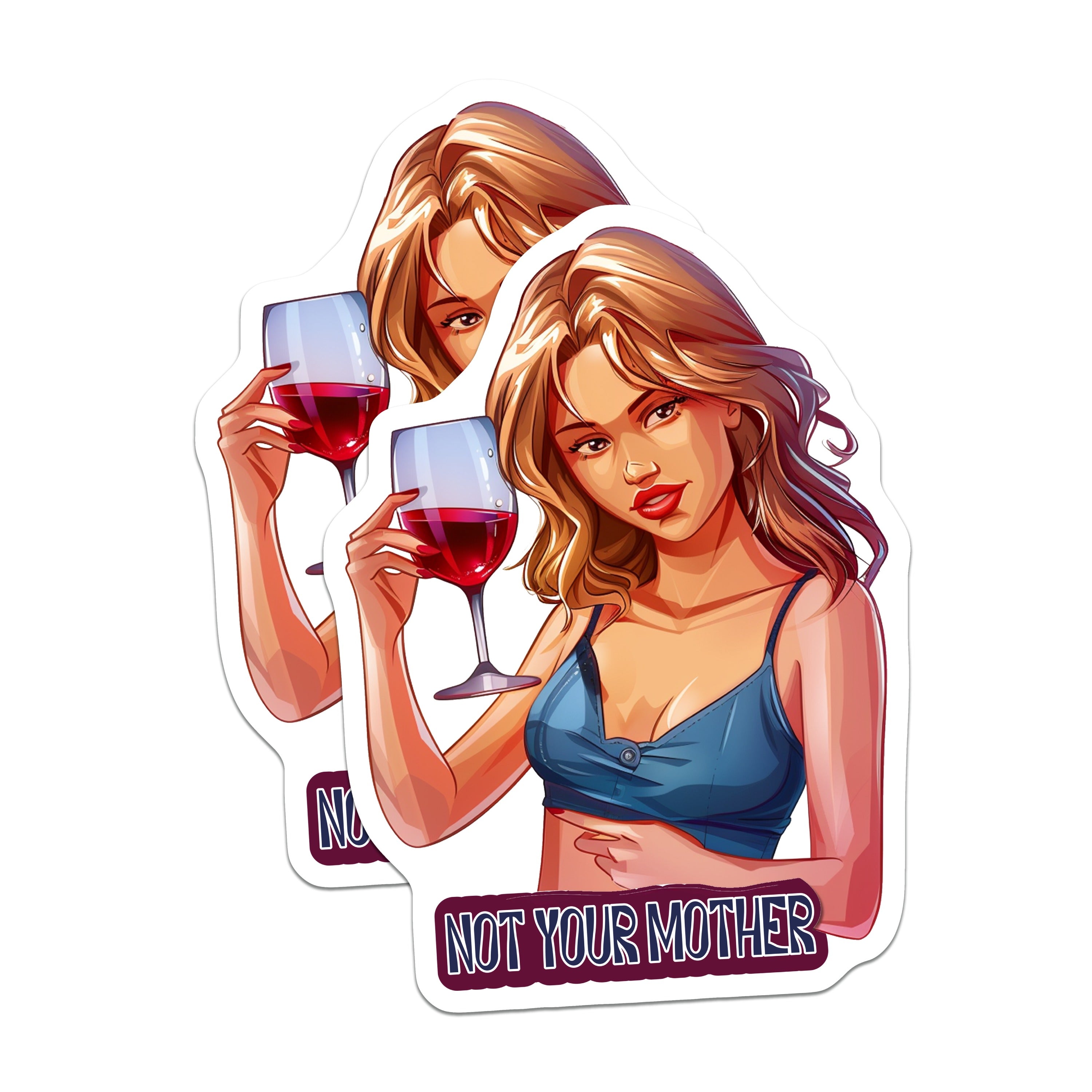 (2 Pack) Not Your Mother Magnets - Sassy Woman Wine Lover - Adult Humor Fridge Decor - Bachelorette Party Gifts for Friends - 5 Inches On Longest Side - Thick Durable Magnet - Made in USA - MAG37920