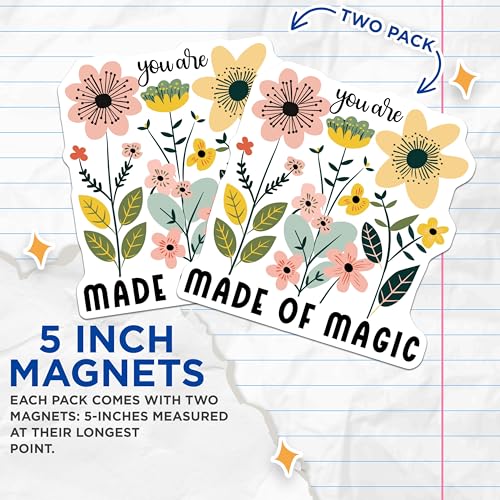 (2 Pack) Inspirational Flower Magnets - Positive Quote Magnets - Motivational Magnet - 5" On Longest Side - for Cars, Fridges, Toolboxes - Made in USA - MAG3862