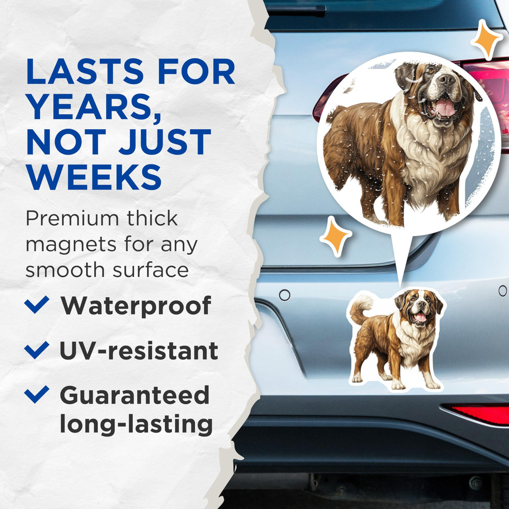 (2 Pack) Saint Bernard Magnets - Gentle Giant Dog Art - Animal Lover Decor - 5 Inches On Longest Side - Thick Durable Magnet - Made in USA - MAG30163