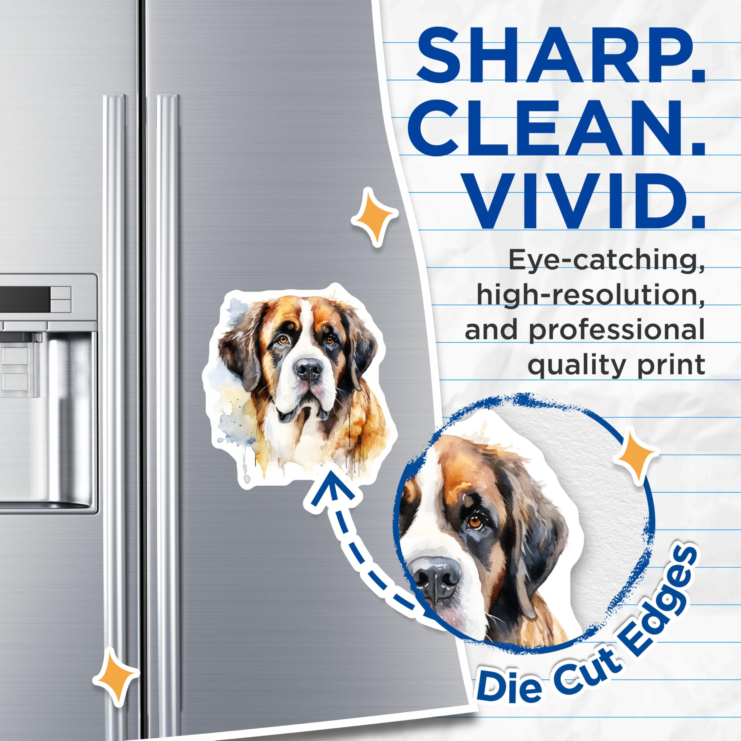 (2 Pack) Saint Bernard Magnets - Watercolor Dog Art - Pet Lover Home Decor - 5 Inches On Longest Side - Thick Durable Magnet - Made in USA - MAG24644