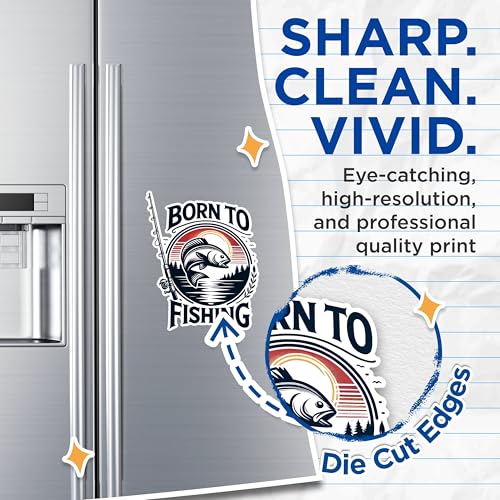 (2 Pack) Born to Fishing Magnets - Outdoor Fishing Gear Magnets - Unique Fish Lover Magnets'- 5" On Longest Side - for Fridges, Toolboxes, Cars - Made in USA - MAG2630