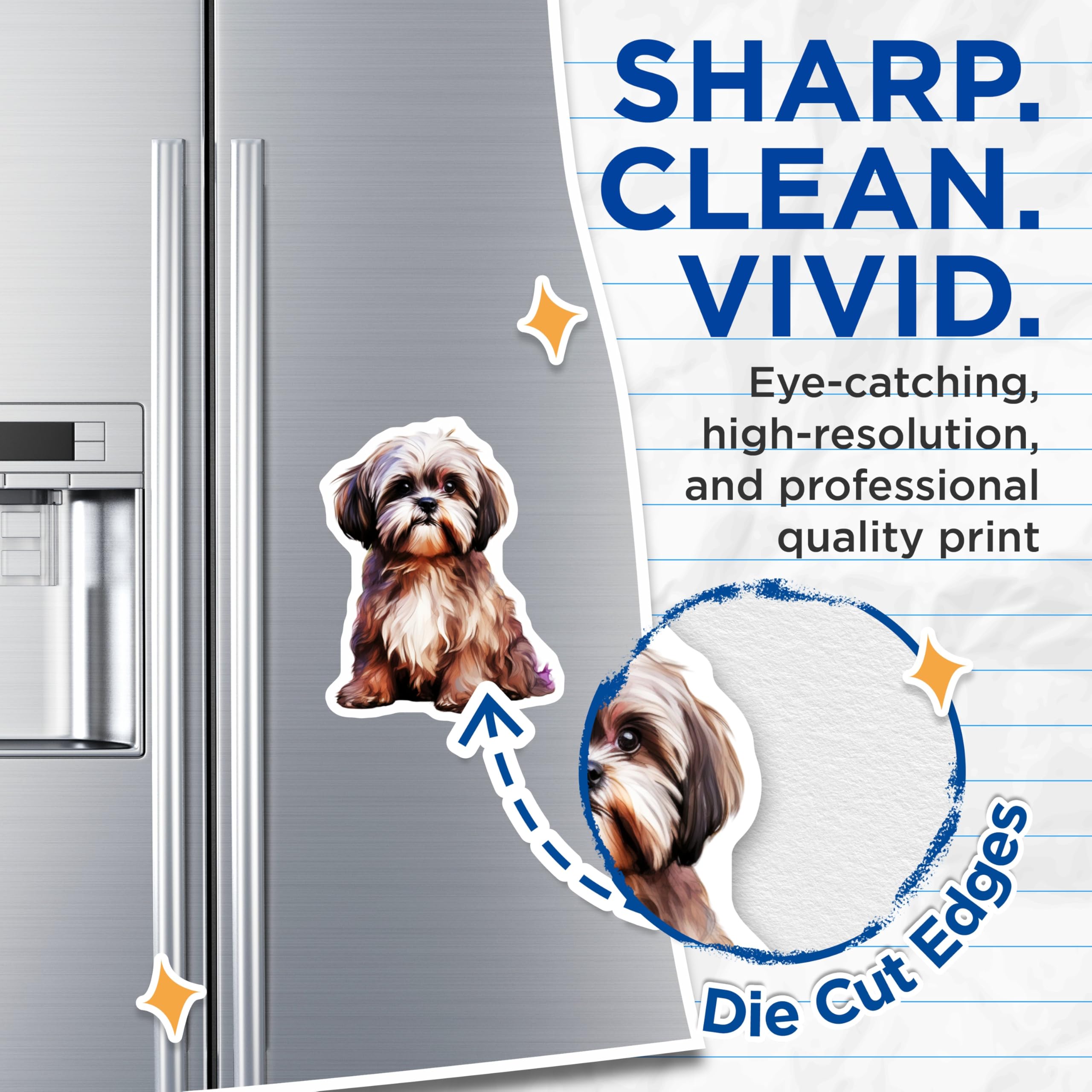 (2 Pack) Shih Tzu Dog Magnets - Cute Pet Portrait Art - Animal Lover Decor - Dog Mom Fridge Accent - Unique Puppy Breed - 5 Inches On Longest Side - Thick Durable Magnet - Made in USA - MAG29699
