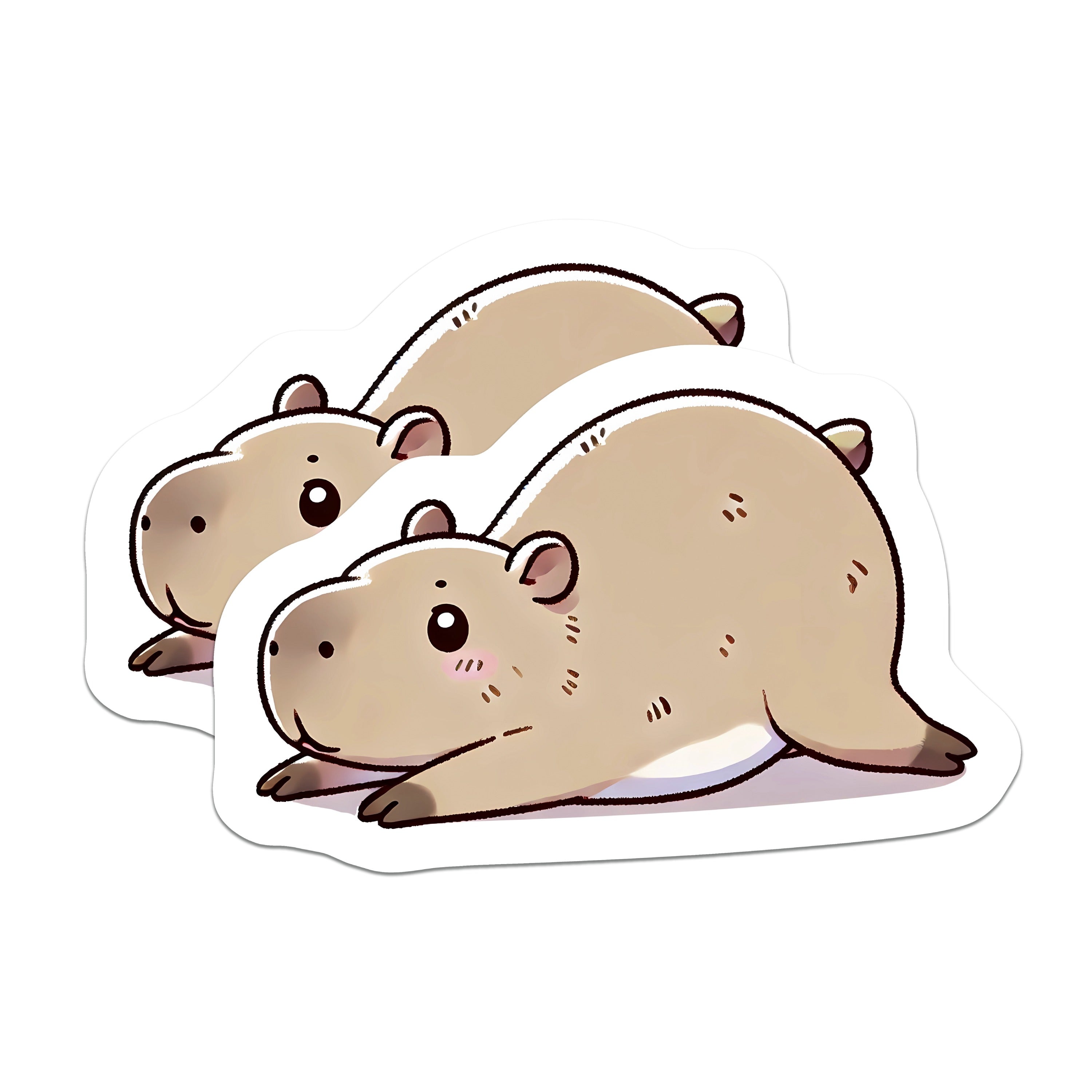 (2 Pack) Kawaii Capybara Magnets - Funny Animal Decor - Refrigerator Accessory for Kitchen Locker - 5 Inches On Longest Side - Thick Durable Magnet - Made in USA - MAG36900