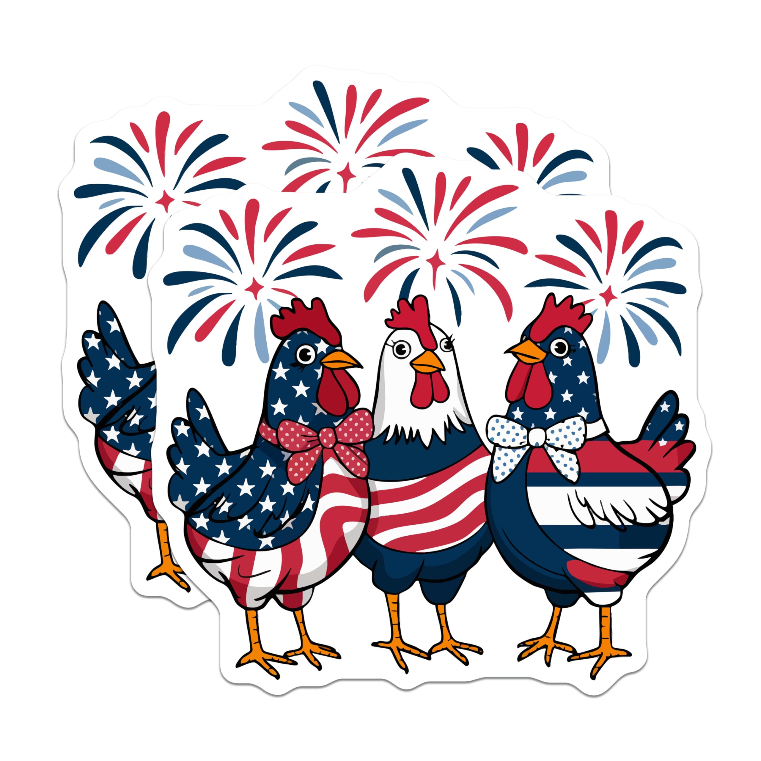 (2 Pack) American Flag Chicken Magnets - Fourth of July Decor - Independence Day Patriotic Farmhouse Magnets - 5 Inches On Longest Side - Thick Durable Magnet - Made in USA - MAG20168