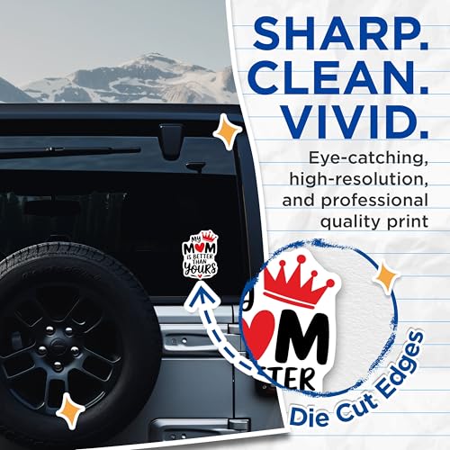 (2 Pack) My Mom is Better Than Yours Stickers - Fun Mom Appreciation - Decorative Sticker Pack - 5" On Longest Side - Sticks to Smooth Flat Surfaces - Made in USA - BMCS6748