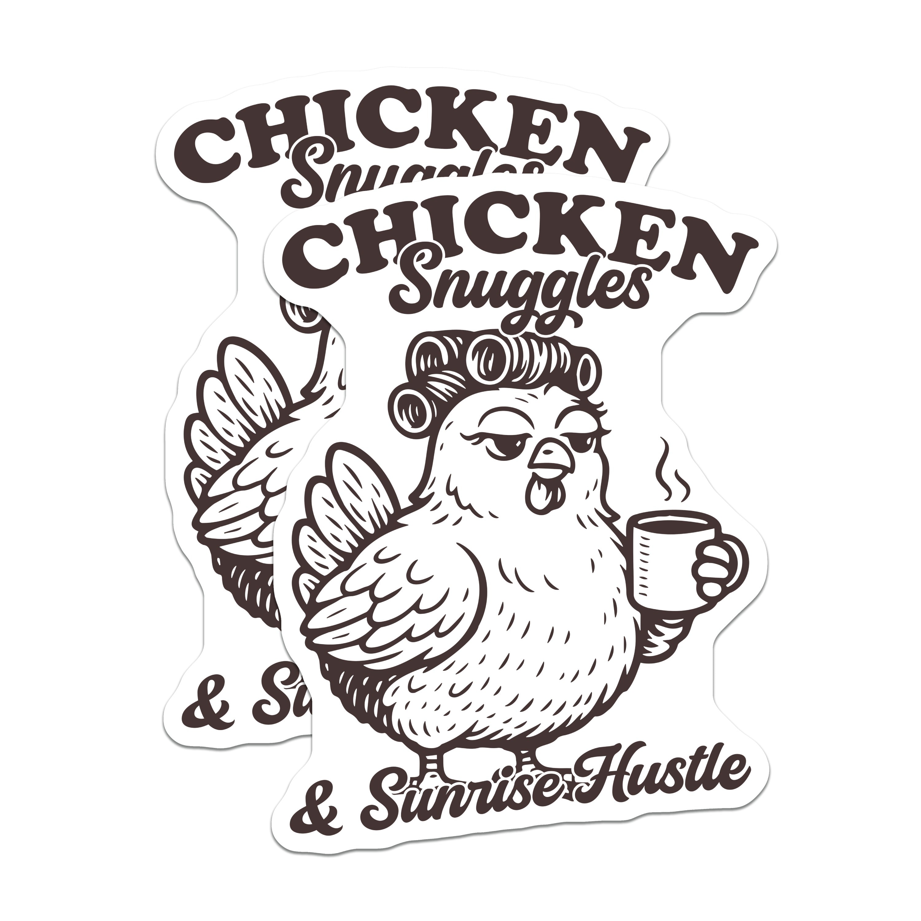 (2 Pack) Chicken Snuggles Magnets - Funny Farmhouse Decor - Coffee Lover Humor Kitchen Fridge - 5 Inches On Longest Side - Thick Durable Magnet - Made in USA - MAG38138