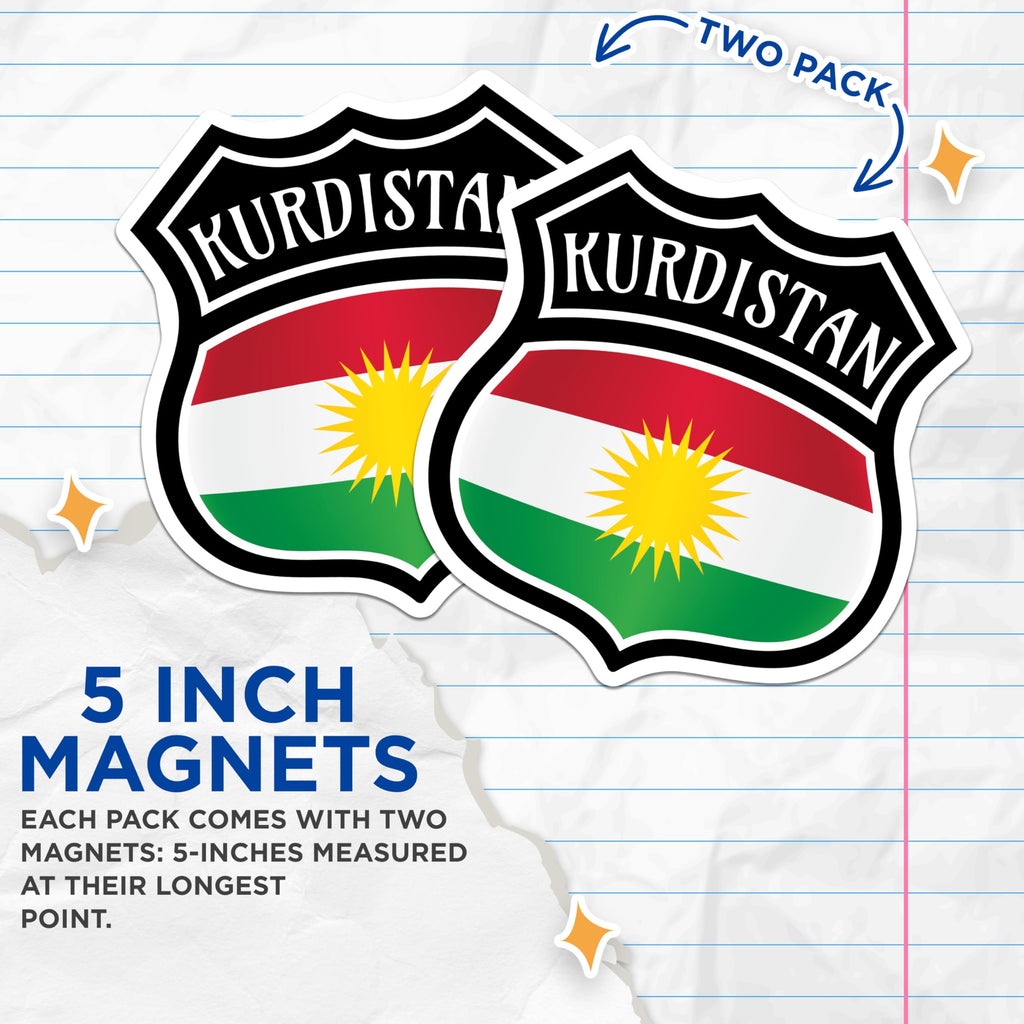 (2 Pack) Kurdistan Flag Magnets - Kurdish Pride Emblem - Patriotic Refrigerator Magnets - 5" On Longest Side - Premium Magnet - for Cars, Refrigerators, Toolboxes, Lockers - Made in USA - MAG17593