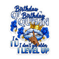(2 Pack) Birthday Queen Level Up Magnets - Royal Celebration Decor - Fun Fridge Accessory - Sassy Blue White Design - 5 Inches On Longest Side - Thick Durable Magnet - Made in USA - MAG29730
